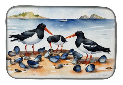 Oystercatchers Feeding Dish Drying Mat Absorbent Dish Drying Mat Pad for Kitchen Counter Dish Drainer Mat for Countertop, 14 x 21", Multicolor