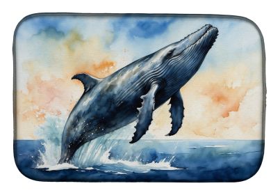 Humpback Whale Breaching Dish Drying Mat Absorbent Dish Drying Mat Pad for Kitchen Counter Dish Drainer Mat for Countertop, 14 x 21", Multicolor