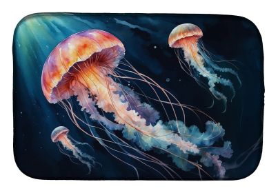 Deep-Sea Jellyfish Dish Drying Mat Absorbent Dish Drying Mat Pad for Kitchen Counter Dish Drainer Mat for Countertop, 14 x 21", Multicolor