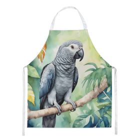 African Grey Parrot Apron Cooking Kitchen Server Baking Crafts Gardening for Adult Women Men, Unisex, Large, Multicolor