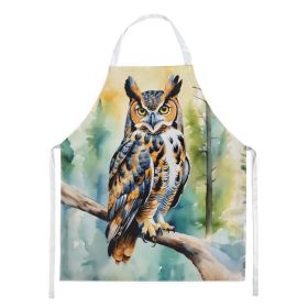 Great Horned Owl Apron Cooking Kitchen Server Baking Crafts Gardening for Adult Women Men, Unisex, Large, Multicolor