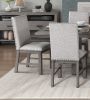 Rustic Design Dining Table 5pc Set Gray Finish Table w Extension leaf and 4x Fabric Upholstered Side Chairs Modern Dining Room Furniture