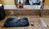 Giant Squid Dish Drying Mat Absorbent Dish Drying Mat Pad for Kitchen Counter Dish Drainer Mat for Countertop, 14 x 21", Multicolor