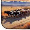 Cattle Drive at Sunset Dish Drying Mat Absorbent Dish Drying Mat Pad for Kitchen Counter Dish Drainer Mat for Countertop, 14 x 21", Multicolor