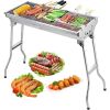 Barbecue Charcoal Grill Stainless Steel Folding Portable BBQ Tool Kits for Outdoor Cooking Camping Hiking Picnics Tailgating