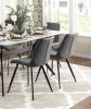 Modern 5pc Dining Table Set with 4x Chairs Gray Upholstered Sintered Stone Tabletop Black Metal Legs Kitchen Dining Furniture