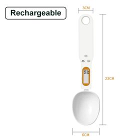 LCD Digital Kitchen Scale Electronic Cooking Food Weight Measuring Spoon 500g 0.1g Scale Mini Kitchen Tool Milk Coffee Tea Flour (Color: Rechargeable White, Ships From: China)